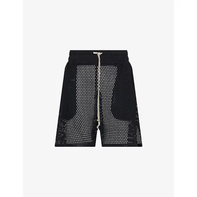 RICK OWENS WOMENS BLACK RICK OWENS X CHAMPION RELAXED-FIT MESH COTTON SHORTS XS