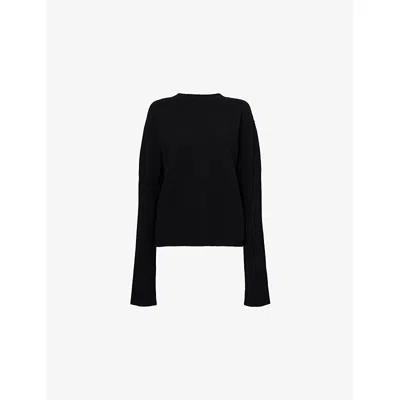 Rick Owens Womens Black Round-neck Long-sleeves Cashmere Jumper Xs