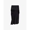 Rick Owens Womens Black Seb Draped Woven Midi Skirt In Black