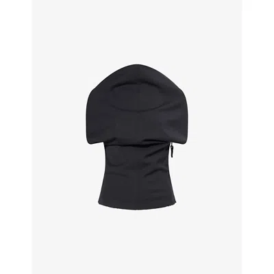 Rick Owens Womens Black Shroud Curved-neckline Wool-blend Top