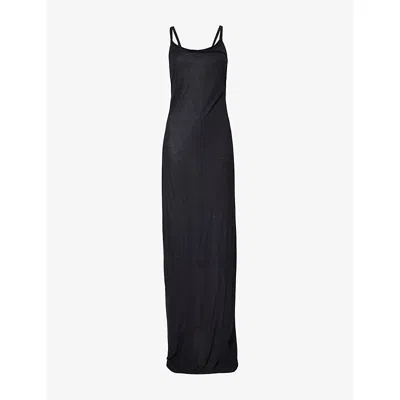 Rick Owens Womens Black Sleeveless Temple Jersey Maxi Dress