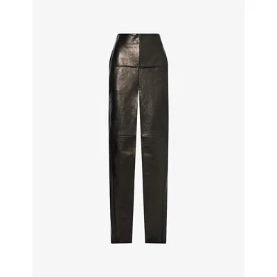 Rick Owens Womens Black Sliced Wool Maxi Skirt