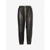 RICK OWENS RICK OWENS WOMEN'S BLACK TAPERED-LEG HIGH-RISE LEATHER TROUSERS