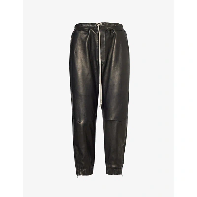 Rick Owens Womens Black Tapered-leg High-rise Leather Trousers