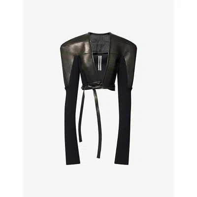 Rick Owens Womens Black Tight Cropped Leather Jacket In Multi