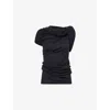 Rick Owens Womens Black Twist Asymmetric Stretch-woven Top In Black