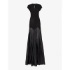 Rick Owens Womens Black V-neck Flared-hem Silk-blend Jersey Maxi Dress In Black