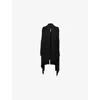 Rick Owens Womens Black Wrap Draped Wool Cardigan