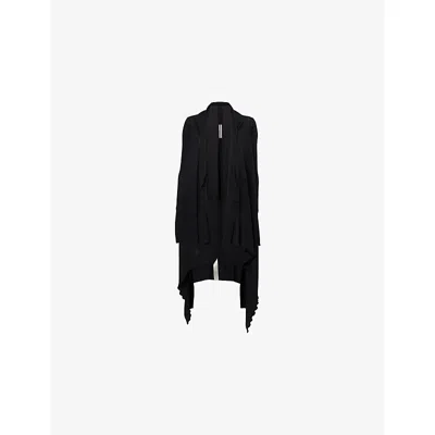 Rick Owens Womens Black Wrap Draped Wool Cardigan