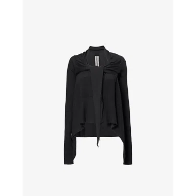 Rick Owens Womens  Wrap-front Short Wool Cardigan In Black