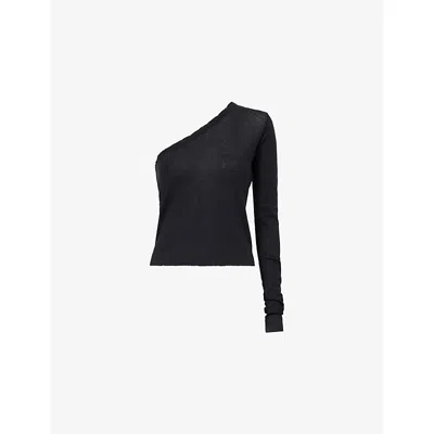 Rick Owens Womens Black Ziggy Asymmetric Cotton Top