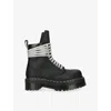 Rick Owens X Dr. Martens Quad Sole Steel Toe Leather Ankle Boots In Black
