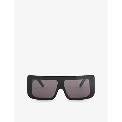 Rick Owens Womens Blk Temple Blk Lens Documenta Acetate Sunglasses In Black