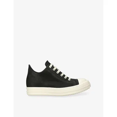 Rick Owens Womens Blk/white Low Lace-up Leather Trainers Eur 36 / 3 Uk In Multi