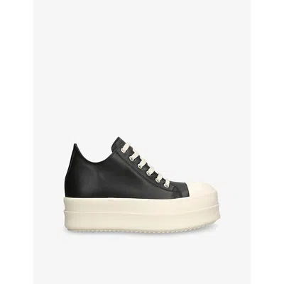 Rick Owens Womens  Mega Bumper Leather Low-top Trainers In Blk/white