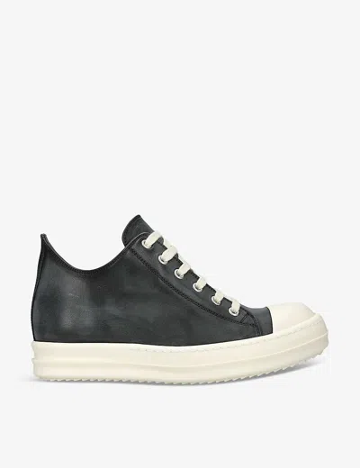 Rick Owens Womens Blk/white Toe-cap Leather Low-top Trainers