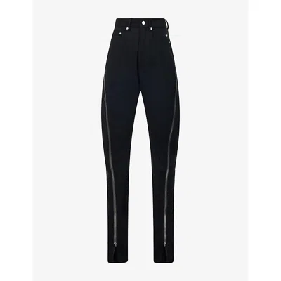 Rick Owens Womens Bolan Zip-around Wool Trousers Black