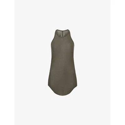 Rick Owens Womens Bosco Basic Ribbed Woven-blend Top In Brown