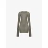 Rick Owens Womens Bosco Ribbed Long-sleeves Woven Top In Gray