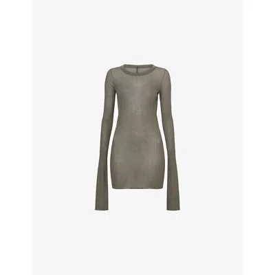 Rick Owens Womens Bosco Ribbed Long-sleeves Woven Top In Gray