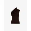 Rick Owens Womens Brown Athena One-shoulder Knitted Top