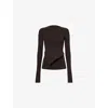 Rick Owens Womens Brown Babel Asymmetric Knitted Top In Brown