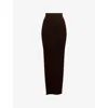 Rick Owens Womens Brown Sacriskirt Ribbed Knitted Midi Skirt In Brown