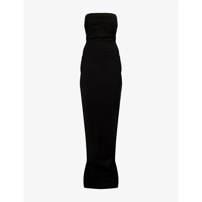 Rick Owens Womens Black Bustier Split Cotton-blend Gown