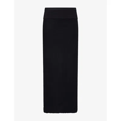 Rick Owens Womens Calf Bias Knitted Cady-crepe Maxi Skirt Black