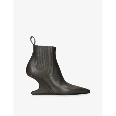 Rick Owens Womens Cantilever 8 Sharp Leather Ankle Boots Black Eur 37.5 / 4.5 Uk In Multi