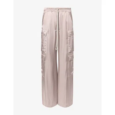 Rick Owens Womens Cargobelas Wide-leg Satin Trousers Rose In Pink