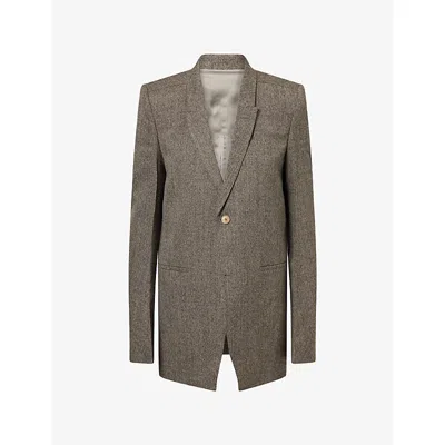 Rick Owens Womens Concordian Peak-lapel Wool Blazer Black Melange