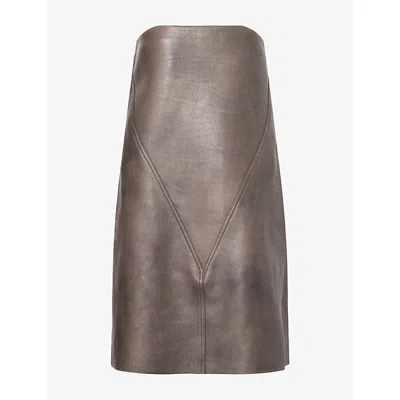 Rick Owens Womens Cropped Sheath Leather Mini Dress Washed Black In Gray