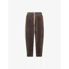 Rick Owens Womens Darkdust Astaires Cropped Silk-blend Trousers In Brown