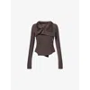 Rick Owens Womens Darkdust Classic Biker Cropped Wool Jacket In Brown