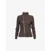 Rick Owens Womens Darkdust Gary High-neck Stretch-leather Blend Jacket In Brown