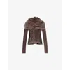 Rick Owens Womens Darkdust Naska Asymmetric Leather Jacket In Brown