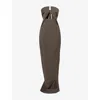Rick Owens Womens Darkdust Prong Corset Stretch-wool Blend Gown In Brown