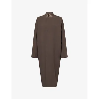 Rick Owens Womens Darkdust Relaxed-fit Island Wool Coat In Brown