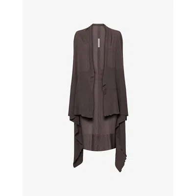 Rick Owens Womens Darkdust Wrap Draped Wool Cardigan In Brown
