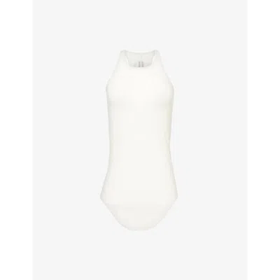 Rick Owens Womens Dinge Basic Raw-hem Sheer Ribbed Jersey Tank Top