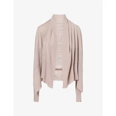 Rick Owens Womens Draped Cropped Wool Cardigan Rose Xs