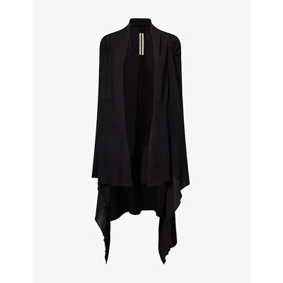 Rick Owens Womens Draped Long Wool Cardigan Black