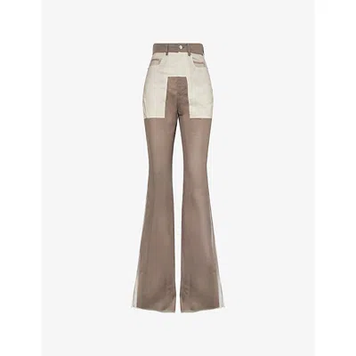 Rick Owens Womens Dust Bolan Mesh Bootcut Trousers In Brown