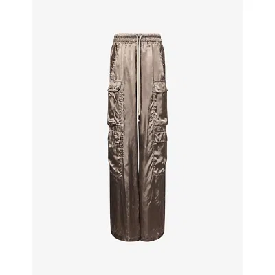 Rick Owens Womens Dust Cargo Belas Patch-pocket Satin Trousers In Brown