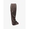 Rick Owens Womens Dust Edfu Side-slit Satin Maxi Skirt In Brown