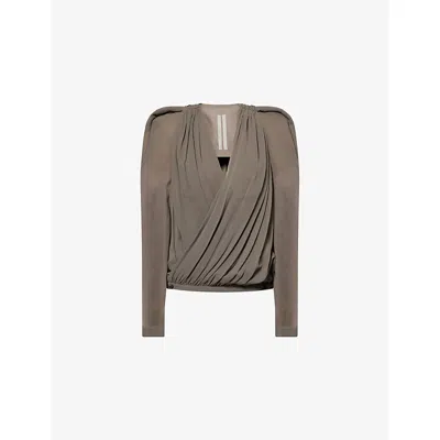 Rick Owens Womens Dust Maria Wrap Silk Blouse In Pattern