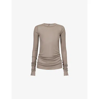 Rick Owens Womens Dust Ribbed Long-sleeves Knitted T-shirt In Brown