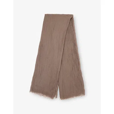 Rick Owens Womens Dust Sandy Mega Modal And Linen-blend Scarf In Brown