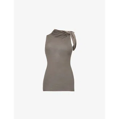 Rick Owens Womens  Twist Sleeveless Wool Top In Dust